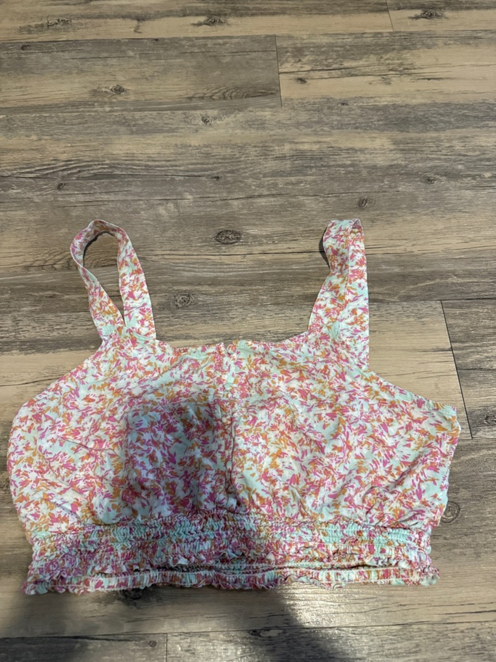 Roxy Floral Crop Top in White, Pink & Orange